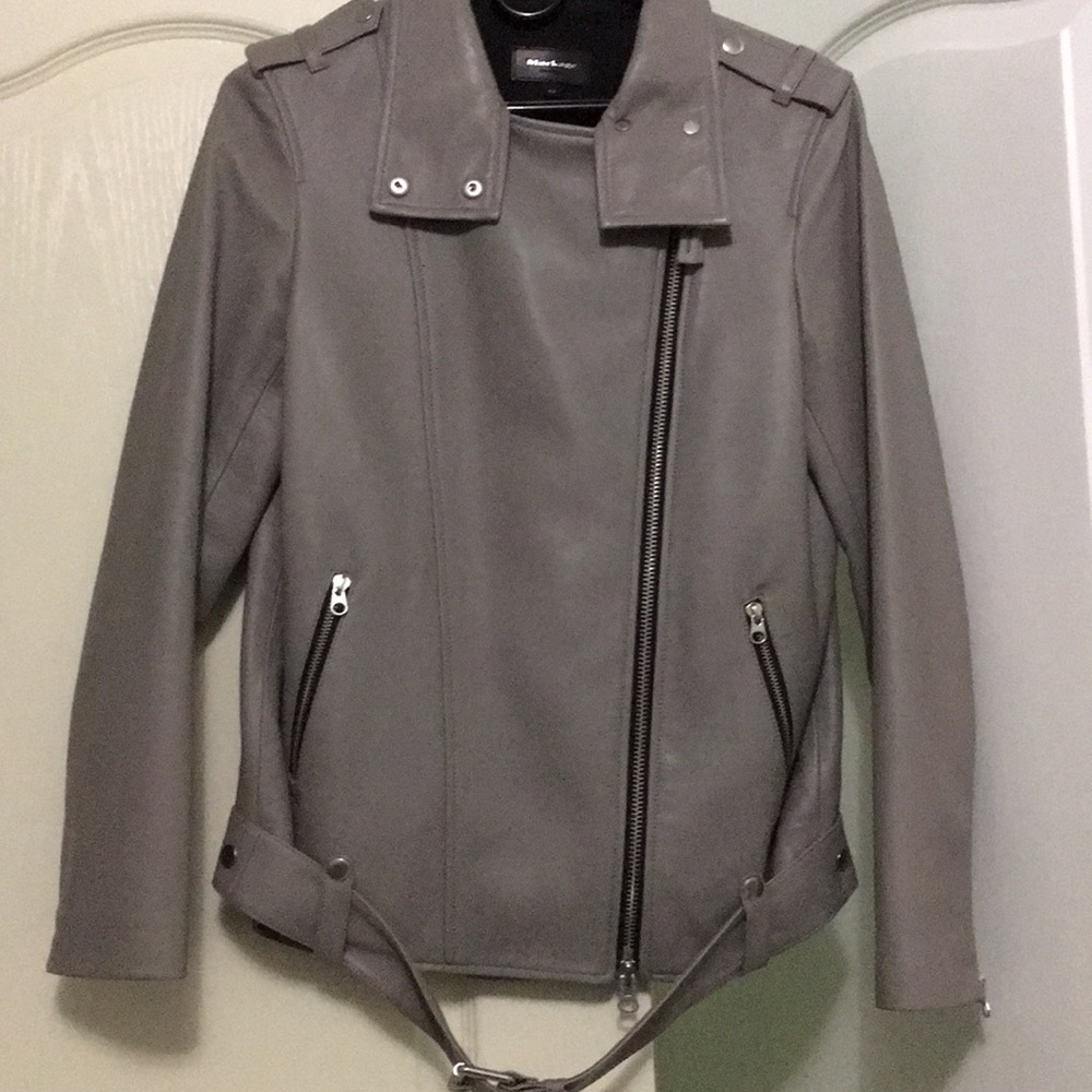 Mackage hania leather jacket in grey